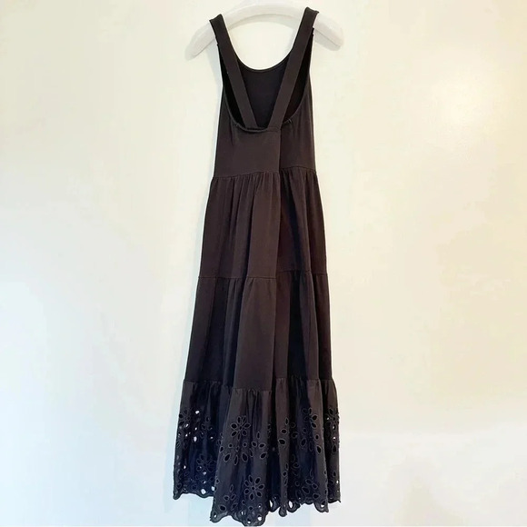NWOT JCREW Tiered Knit Midi Maxi Black Eyelet Dress M - Picture 3 of 16